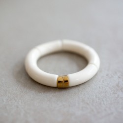 Bracelet jonc élastiqué ECRU - UNI brillant