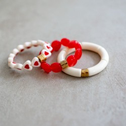 Bracelet jonc élastiqué ECRU - UNI brillant