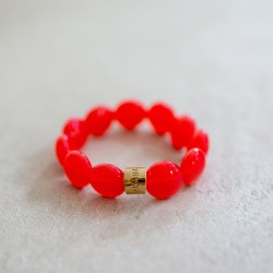 Bracelet élastiqué BOMBOM MAGENTA - Perles pastilles bombées rouge