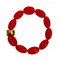 Bracelet élastiqué BOMBOM MAGENTA ENFANT - Perles pastilles bombées rouge PARABAYA