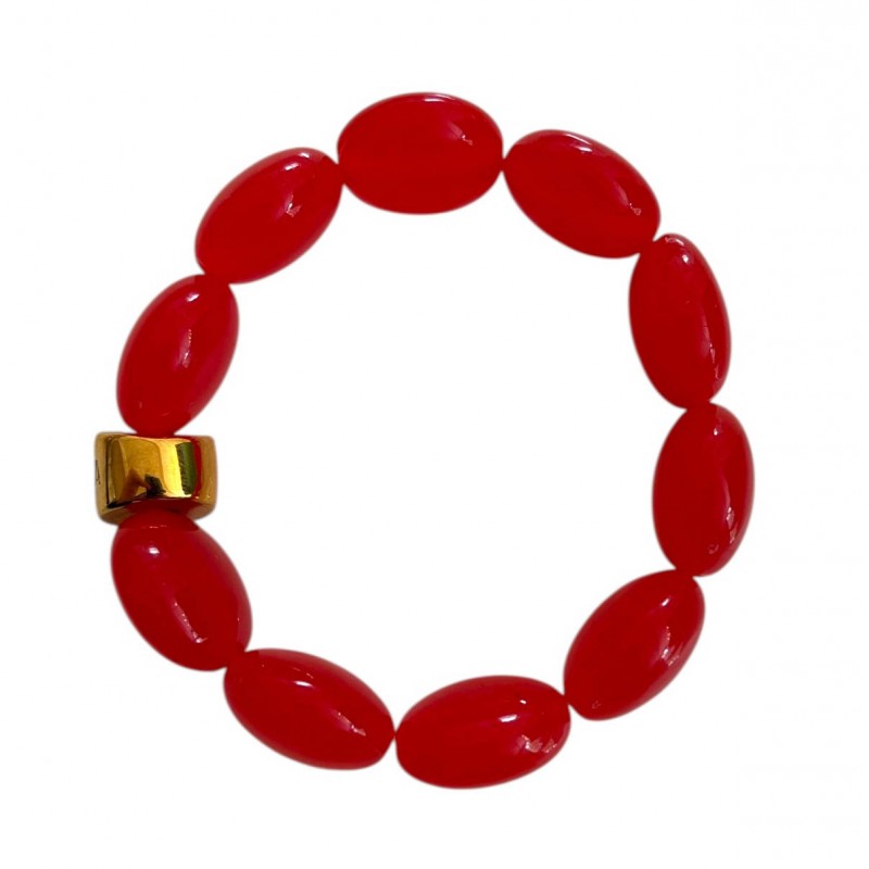 Bracelet élastiqué BOMBOM MAGENTA ENFANT - Perles pastilles bombées rouge PARABAYA Bracelet élastiqué BOMBOM MAGENTA ENFANT - Perles pastilles bombées rouge PARABAYA