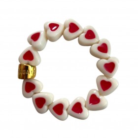 Bracelet Perlé Extensible Pour Filles Et Femmes - Design Cœur, Rose, Résine - Léger Et élégant - Cadeau Anniversaire, Fête, Noël
