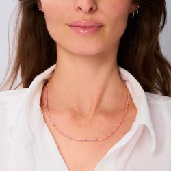 Bracelet élastique 3 tours en argent - Miyukis Rose Violet Orange TAILLE M