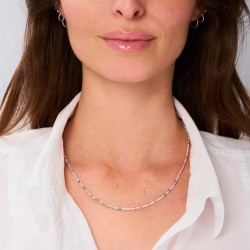 Bracelet 3 tours élastique en Argent & Perles Miyukis bleu rose TAILLE S