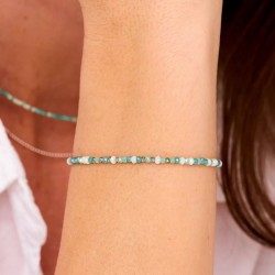 Bracelet élastique Perles de verre Vert Turquoise TAILLE S