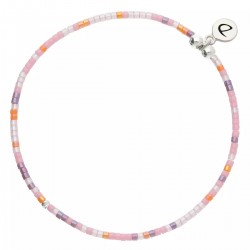 Bracelet élastique LE MIYUKI en argent - Rose Violet - DORIANE Bijoux