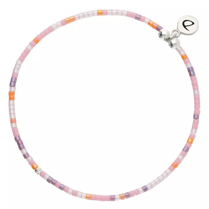 Bracelet élastique LE MIYUKI en argent - Rose Violet - DORIANE Bijoux