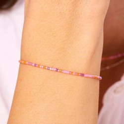 Bracelet élastique LE MIYUKI en argent - Rose Violet TAILLE S