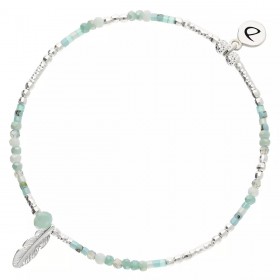 Bracelet élastique PLUME MERIDA en argent - Vert Turquoise - DORIANE Bijoux