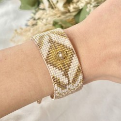 Bracelet manchette tissée -...
