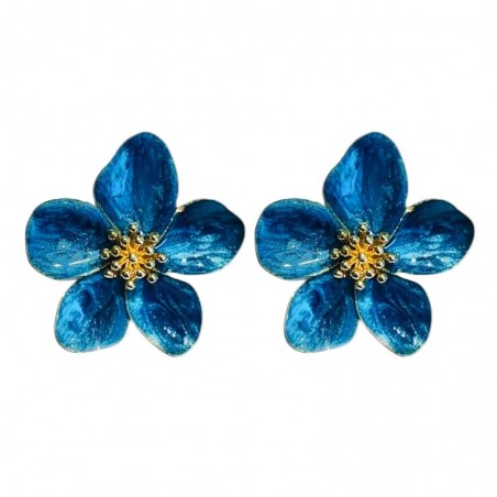 Boucles D'oreilles Anciennes En Talosel Bleu-gris Pétales De Fleur - Vintage, Clips, Sans Marque