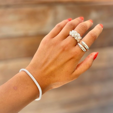Bague Ancienne En Argent Massif 925 - Taille 51 - Style Jonc Alliance - Créateur Croisé - Occasion