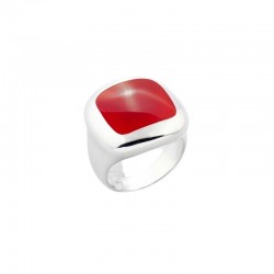 Bague large en Argent - Anneau & Carré Agate rouge - Canyon