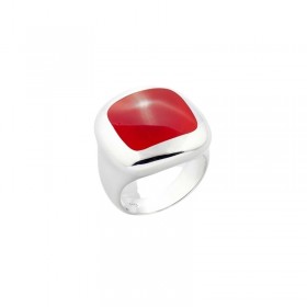 Bague large en Argent - Anneau & Carré Agate rouge - Canyon