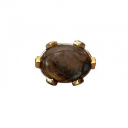 Bague large argent doré - Labradorite & zircons multicolores - Canyon