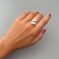 Bague large argent Toi&Moi - Anneau & Ovales pointus TAILLE 52