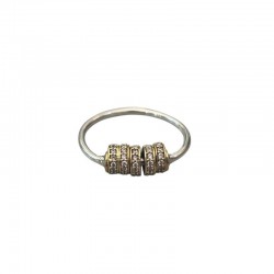 Bague fine en argent - Anneau & Rondelles dorées sertis oxydes - Canyon