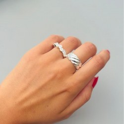 Bague large en Argent - Anneau en Plis Godrons TAILLE 56