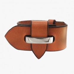 Bracelet MAXI boucle barrette Weathervane Jazmin - cuir camel et métal - CXC