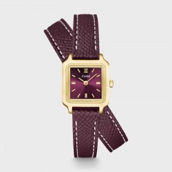 Montre Gracieuse petite Leather Wine Gold, double bracelet cuir - CLUSE