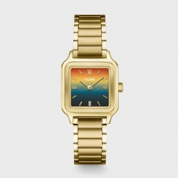 Montre Gracieuse Petite Steel Sunset Gold, cadran carré & bracelet oyster - CLUSE