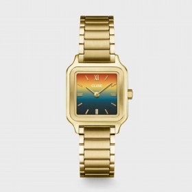Montre Gracieuse Petite Steel Sunset Gold, cadran carré & bracelet oyster - CLUSE