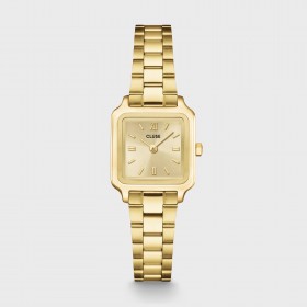 Montre Gracieuse Petite Steel Gold Color, cadran carré & bracelet oyster - CLUSE