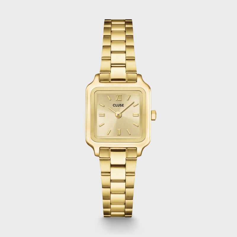 Montre Gracieuse Petite Steel Gold Color, cadran carré & bracelet oyster - CLUSE Montre Gracieuse Petite Steel Gold Color, cadran carré & bracelet oyster - CLUSE