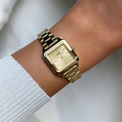 Montre Gracieuse Petite Steel Gold Color, cadran carré & bracelet oyster