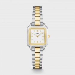 Montre Gracieuse Petite Steel Bicolor, cadran carré & bracelet oyster - CLUSE