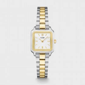 Montre Gracieuse Petite Steel Bicolor, cadran carré & bracelet oyster - CLUSE