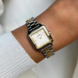 Montre Gracieuse Mini Steel Two-tone, cadran carré & bracelet oyster