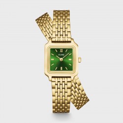 Montre Gracieuse Petite Double Steel Forest Green, Gold color, cadran carré & bracelet oyster - CLUSE