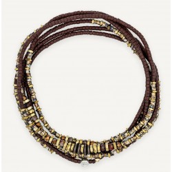 Bracelet BROWNIE 6 tours - Perles Japonaises marrons & Hématites gold - TÊTES BLONDES