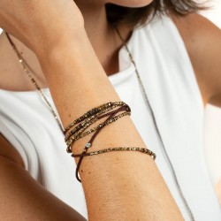 Bracelet BROWNIE 6 tours - Perles Japonaises marrons & Hématites gold