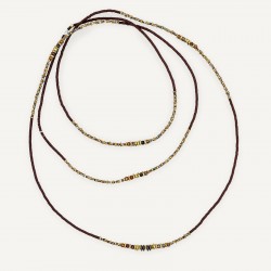 Bracelet BROWNIE 6 tours - Perles Japonaises marrons & Hématites gold