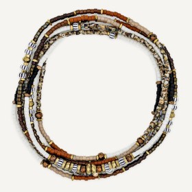 Collier & Bracelet TIRAMISU 6 tours - Perles Japonaises marrons & Hématites gold - TÊTES BLONDES