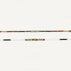 Collier & Bracelet TIRAMISU 6 tours - Perles Japonaises marrons & Hématites gold