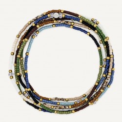Collier & Bracelet SAO-TOME 6 tours - Perles Multicolores & Hématites gold - TÊTES BLONDES