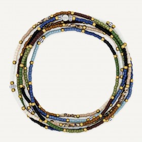 Collier & Bracelet SAO-TOME 6 tours - Perles Multicolores & Hématites gold - TÊTES BLONDES