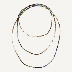 Collier & Bracelet SAO-TOME 6 tours - Perles Multicolores & Hématites gold