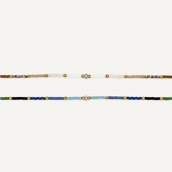 Collier & Bracelet SAO-TOME 6 tours - Perles Multicolores & Hématites gold