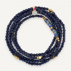 Collier & Bracelet NEW NADEGE 6 tours - Perles Bohèmes & Lapis Lazuli - TÊTES BLONDES