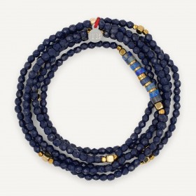 Collier & Bracelet NEW NADEGE 6 tours - Perles Bohèmes & Lapis Lazuli - TÊTES BLONDES