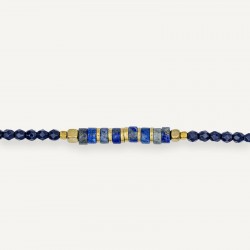 Collier & Bracelet NEW NADEGE 6 tours - Perles Bohèmes & Lapis Lazuli