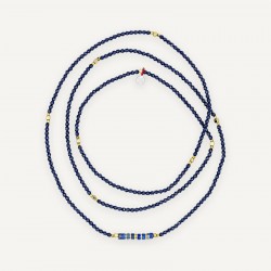 Collier & Bracelet NEW NADEGE 6 tours - Perles Bohèmes & Lapis Lazuli