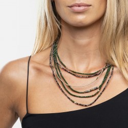 Collier & Bracelet NADEGE GREEN 6 tours - Perles Bohèmes, Jaspes & Hématites gold