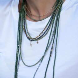Collier & Bracelet NADEGE GREEN 6 tours - Perles Bohèmes, Jaspes & Hématites gold