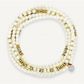 Collier & Bracelet BLONDIE 6 tours - Perles Bohèmes, Nacres & Hématites gold -TÊTES BLONDES