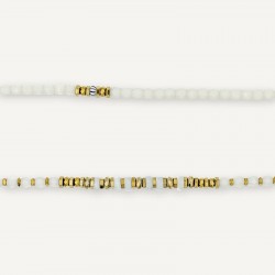 Collier & Bracelet BLONDIE 6 tours - Perles Bohèmes, Nacres & Hématites gold